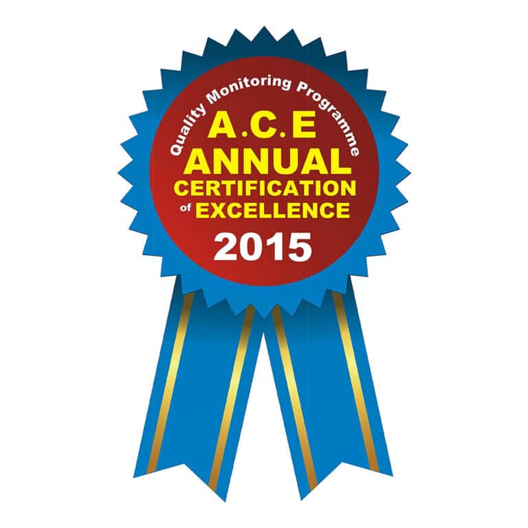 Annual Certification of Excellence 2015 certificate