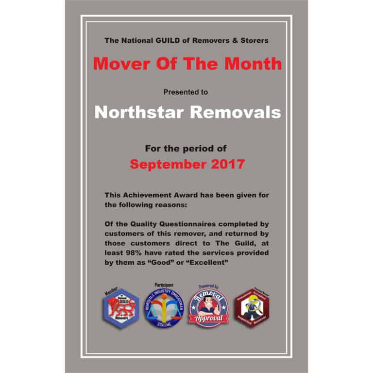 Remover of the Month 2017 certificate